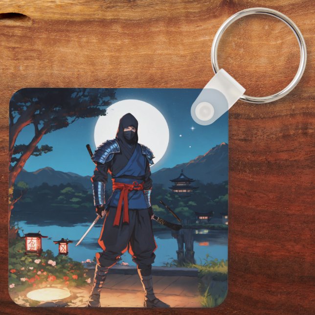 Midnight Shinobi: Moonlight Ninja Silhouette Premi Keychain (Back)