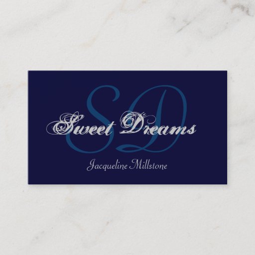 Customizable Midnight &amp; Silver Custom Monogram Business Card