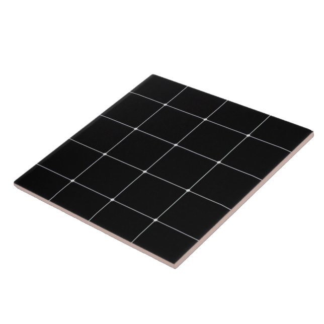 Midnight Silver Grid Ceramic Tile (Side)