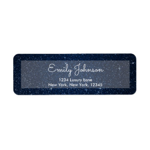 Midnight Sky Blue Faux Glitter Sparkle Label