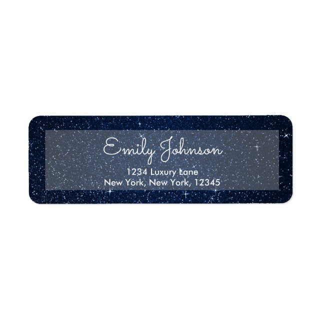 Midnight Sky Blue Faux Glitter Sparkle Label (Front)