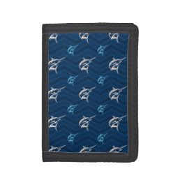 Midnight, Sky Blue, Tan, Saltwater Fishing Chevron Trifold Wallet