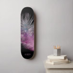 *~* Midnight Sky Pastel Boho Cosmic Feather  Skateboard<br><div class="desc">* Energetically Enhanced Magical Mystical Cosmic Celestial Bohemian Gypsy Rustic stunningly beautiful dark Midnight Navy Blue Watercolor sky background and sparkling celestial cosmic feather design. The magic vibe feather is very light and whispy. * Customize / Personalize with your INITIALS / MONOGRAM or NAME. Use the designer too to play...</div>