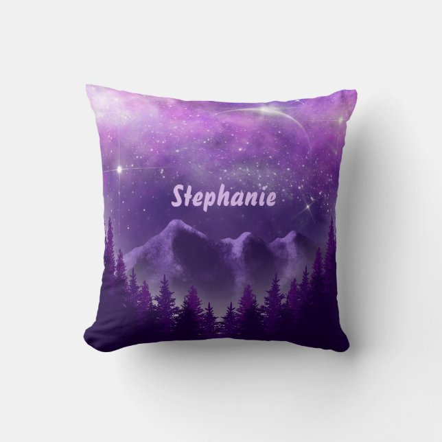 Midnight Sky Purple  Throw Pillow (Front)