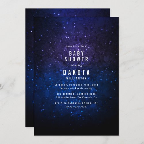 Midnight Sky & Shining Stars | Galaxy Baby Shower Invitation - Create your own Midnight Sky & Shining Stars | Galaxy Baby Shower invitations with these easy-to-use templates designed by Eugene Designs.
