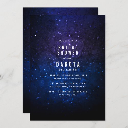 Midnight Sky  Shining Stars Galaxy Bridal Shower Invitation