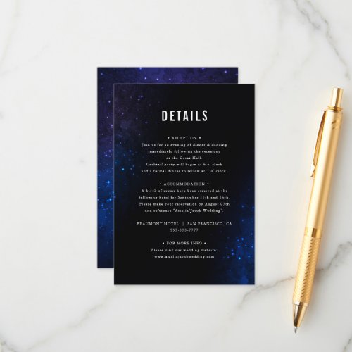 Midnight Sky  Shining Stars Wedding Details Enclosure Card