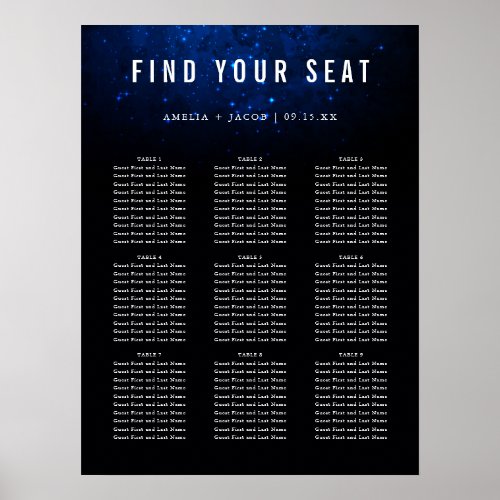 Midnight Sky  Shining Stars Wedding Seating Chart