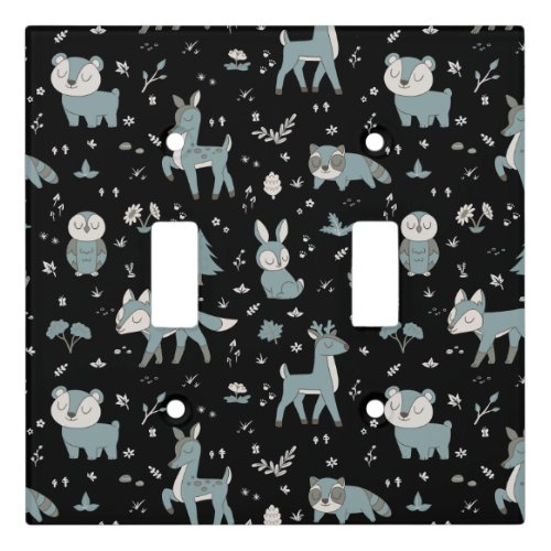 Midnight Sleepy Little Woodland Critters Light Switch Cover
