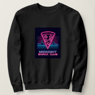 Midnight Snack Club – Neon Synthwave Pizza Slice Sweatshirt