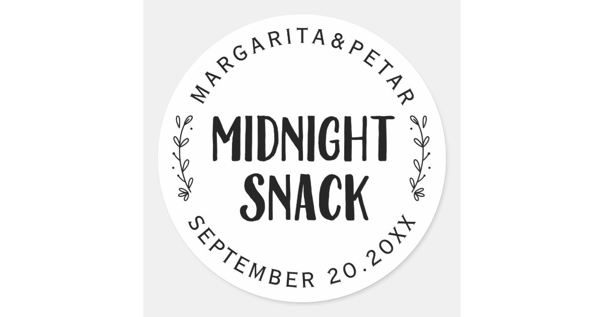 Midnight Snack Wedding Classic Round Sticker Zazzle