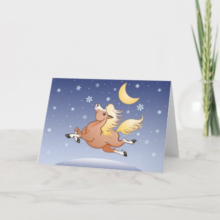 Midnight Snow Gallop Under The Moon Holiday Card