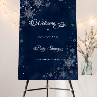 Midnight Snowflakes Baby Shower Welcome Foam Board