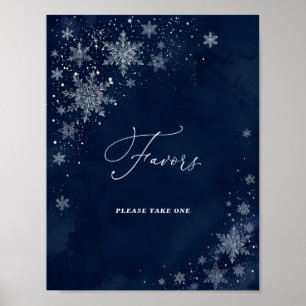 Midnight Snowflakes Bridal Shower Favors Sign