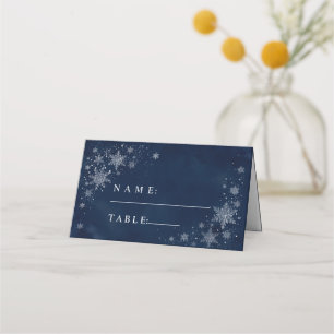 Midnight Snowflakes Wedding Place Card
