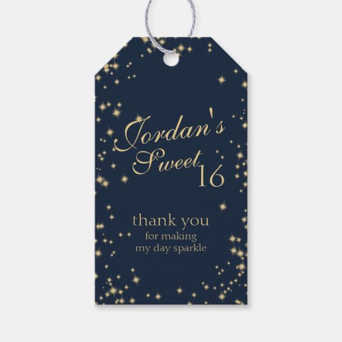 Midnight Sparkle Sweet 16 Gift Tags