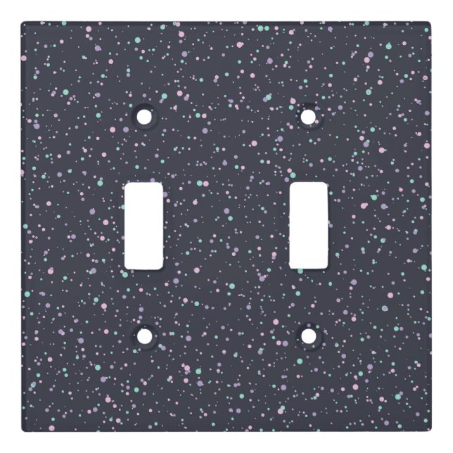 Midnight Speckled Pastel Splatter Paint Dots Light Switch Cover (Front)
