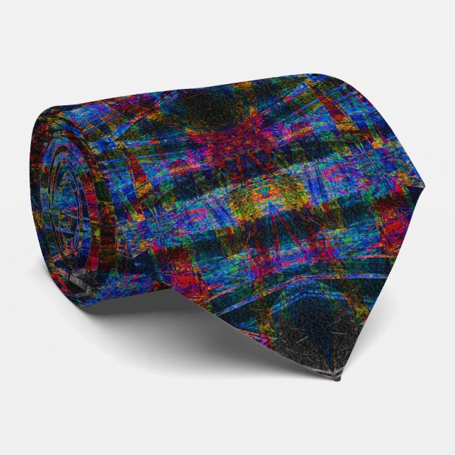 Midnight Spectrum Kaleidoscope Neck Tie (Rolled)