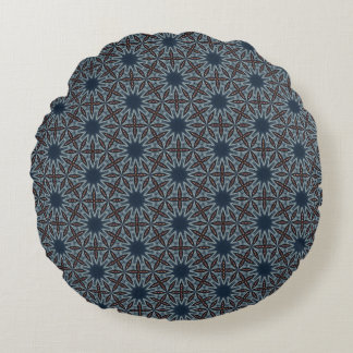 Midnight Starburst Lattice Round Pillow