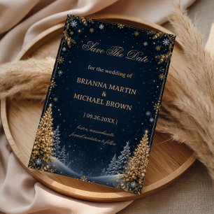 Midnight Starlit Winter Forest Elegance Save The Date