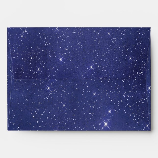 Midnight Starry Christmas Sky Designer Envelope (Back (Top Flap))