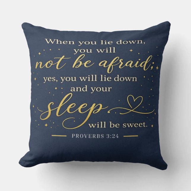 Midnight Starry Night - Proverbs 3:24 Throw Pillow (Front)