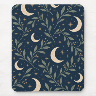 Midnight Stars and Moon Garden Mouse Pad