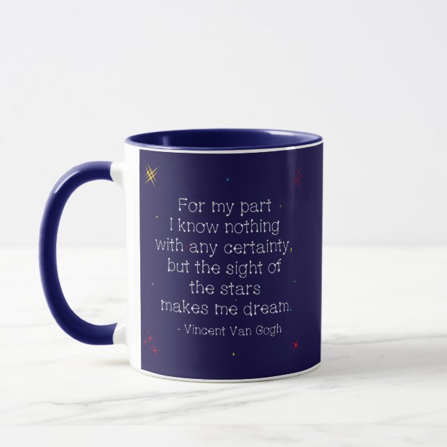 Midnight Stars, dreaming Van Gogh quote Mug (Left)