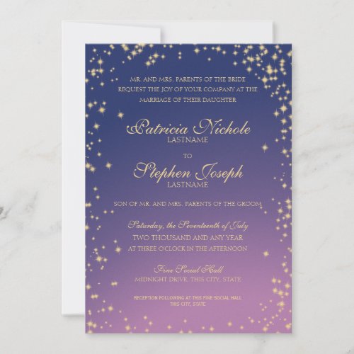 Midnight Stars Twinkle Sky Wedding Invitation