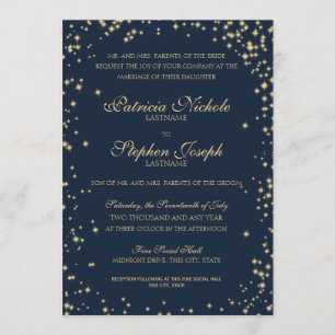Midnight Stars Twinkle Sky Wedding Invitation