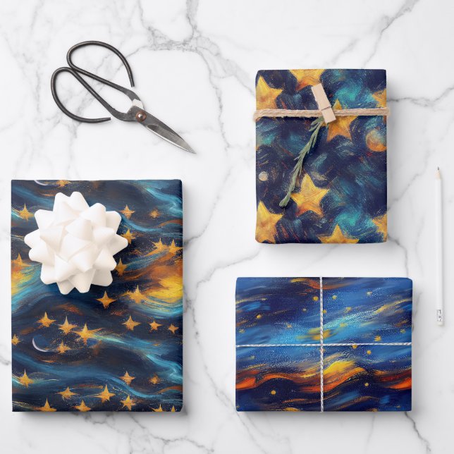 Midnight Stars Wrapping Paper Sheets (Front)