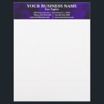 Midnight Streaks Banner Letterhead<br><div class="desc">Royal purple streaks on a black background creates an eye-catching banner for this business letterhead.  Could be used for many professions,  from beauty,  interior design,  Goth,  and more.</div>