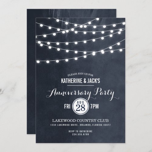 Midnight String Lights Anniversary Party Invite