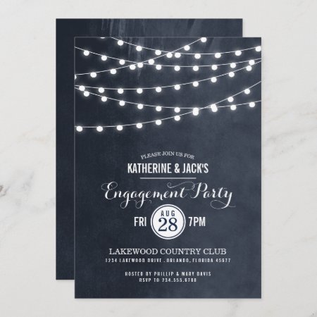 Midnight String Lights Engagement Party Invitation