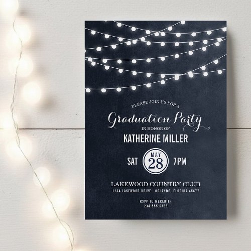 Summer String Lights Graduation Party Invitation