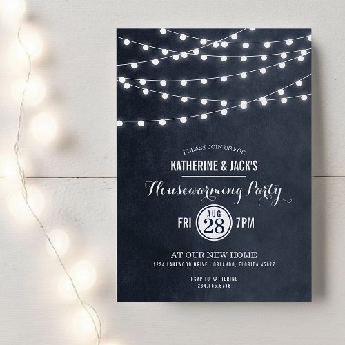Summer String Lights Housewarming Party Invitation