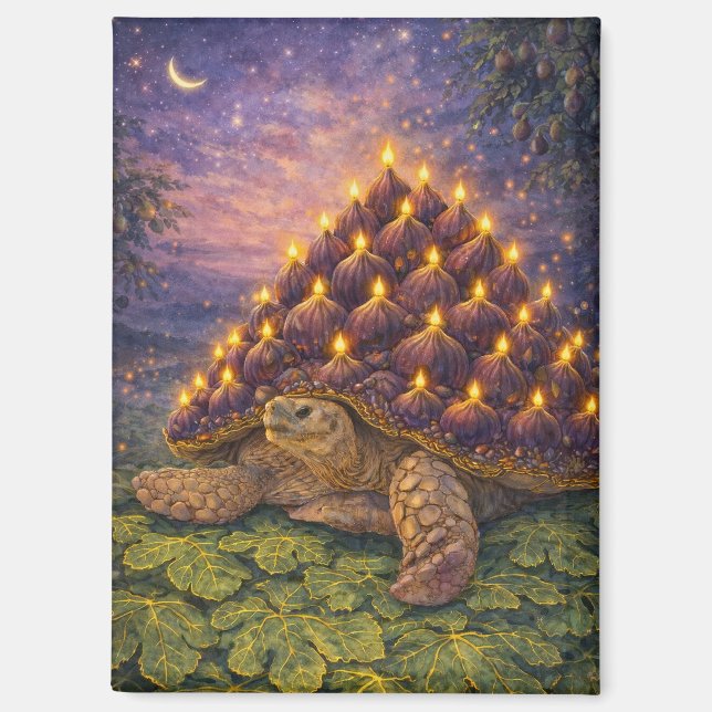 Midnight Sulcata Tortoise Fig birthday cake Magnet (Front)