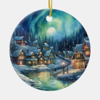 Midnight sun Alaska Ceramic Ornament