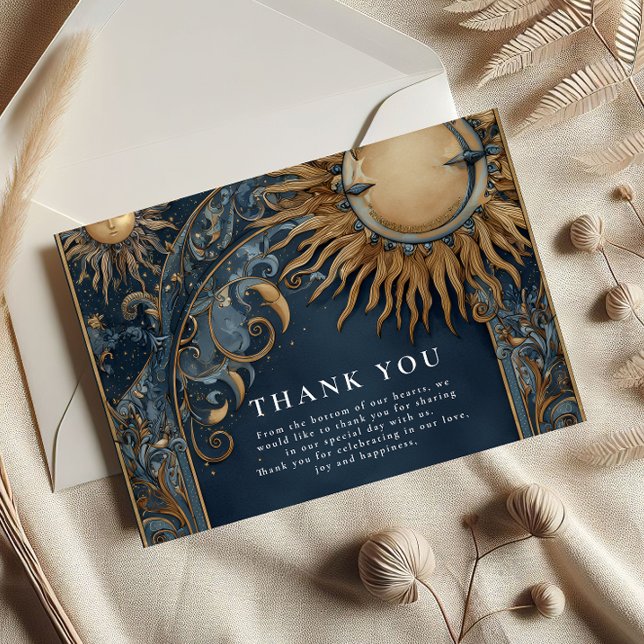 Midnight Sun Celestial Wedding Thank You Card (Creator Uploaded)