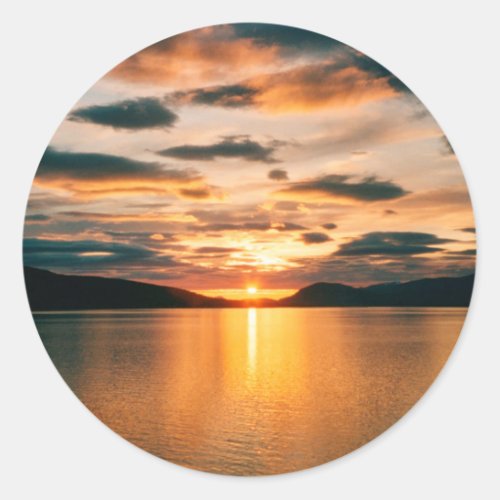 Midnight Sun northern Norway Classic Round Sticker