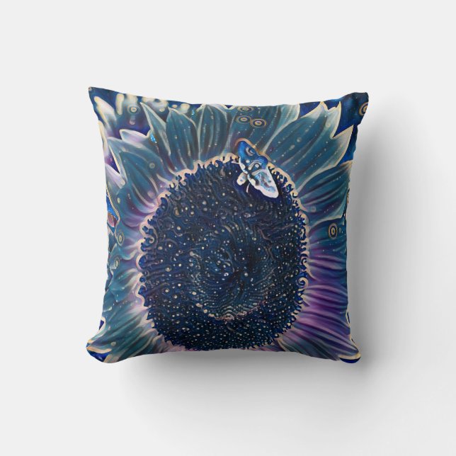 Midnight Sunflower Throw Pillow (Front)