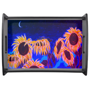 Midnight Sunflowers Serving Tray