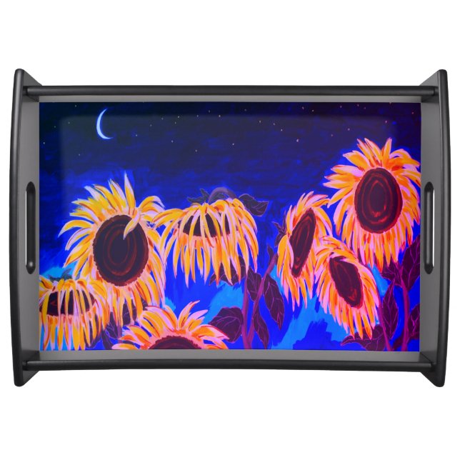 Midnight Sunflowers Serving Tray (Front)