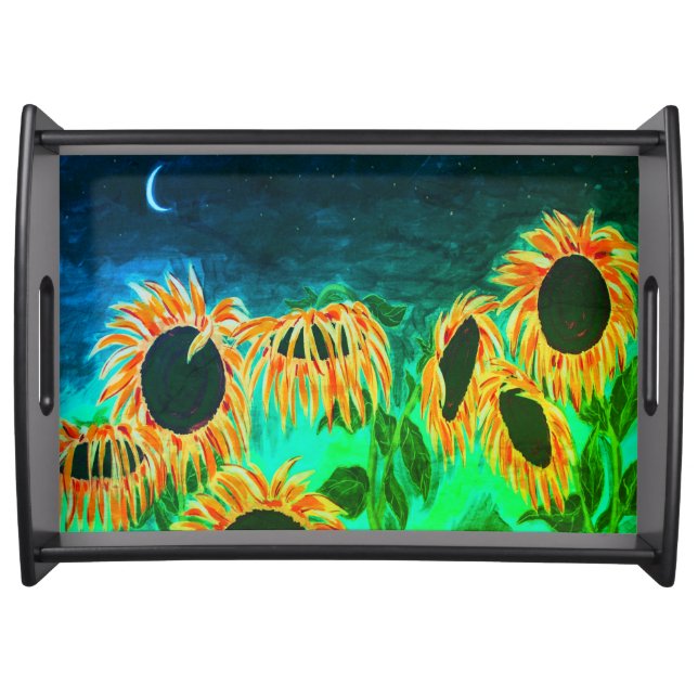 Midnight Sunflowers Serving Tray (Front)