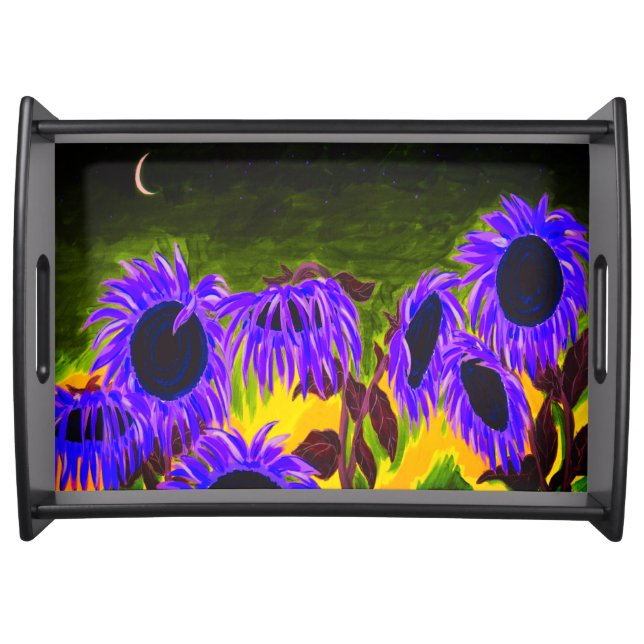 Midnight Sunflowers Serving Tray (Front)