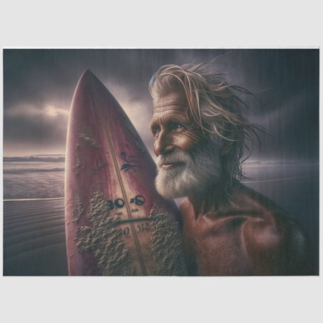 Midnight Surfboard and Surfer Decoupage Paper  (Front)