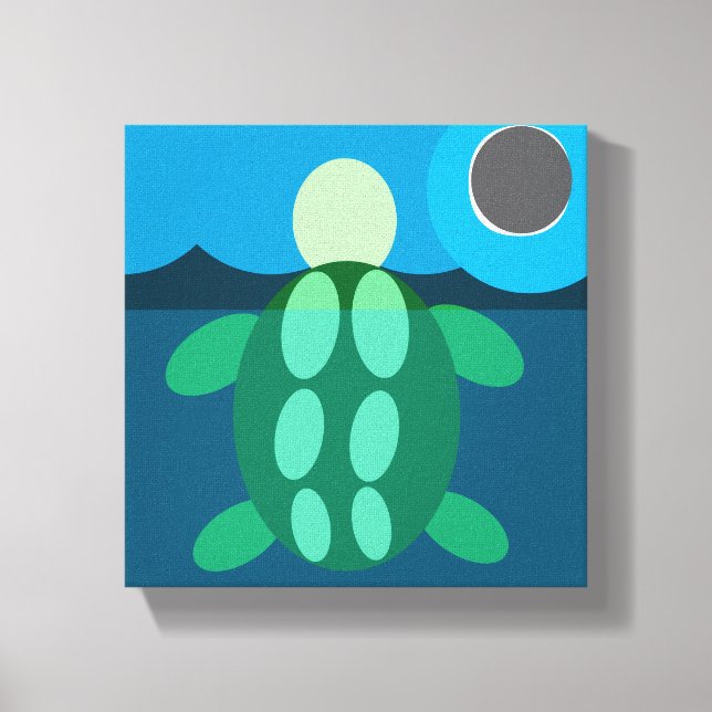 Midnight swim turtle on canvas (Front)