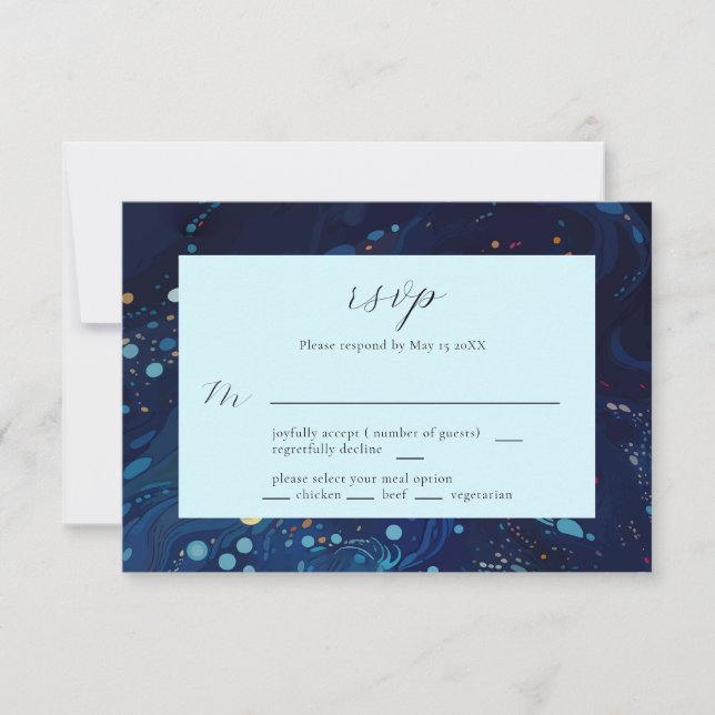 Midnight Swirls Wedding RSVP Card (Front)