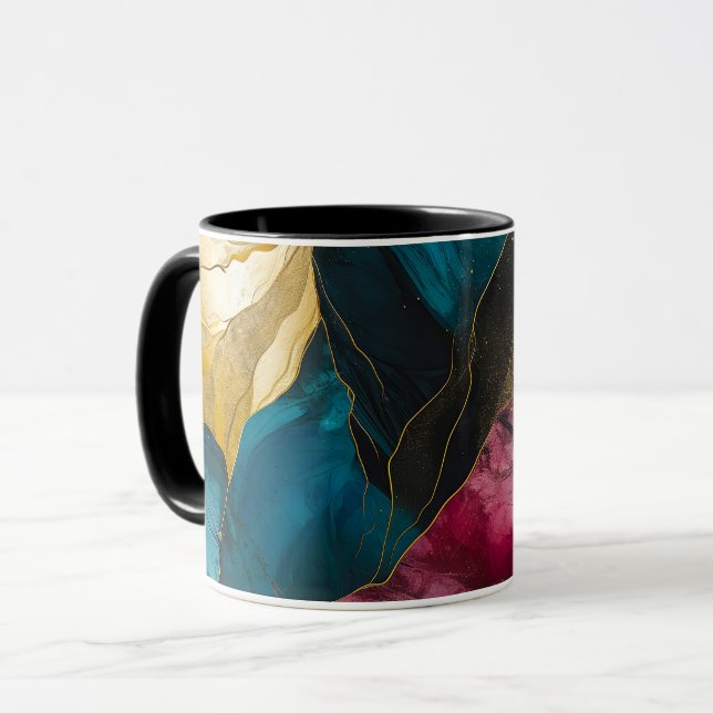 Midnight Teal & Gold Marble Fusion Mug (Front Left)