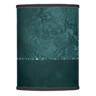 Midnight Teal Romance Dark Satiny Grunge Damask Lamp Shade